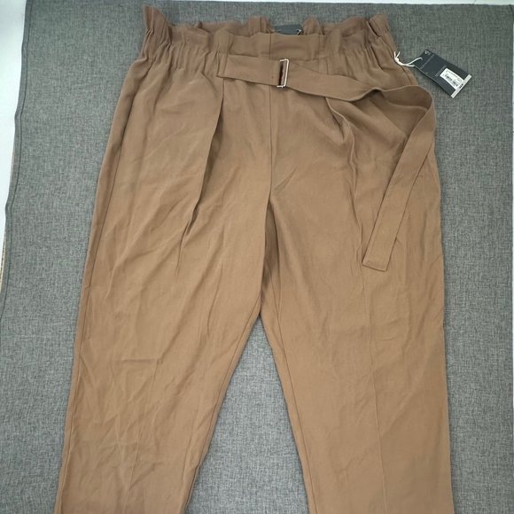 New! Worthington Womens Straight Pull-On Pants Brown XL Pockets High Waisted - Picture 3 of 15
